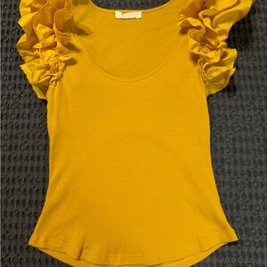 Ulla Johnson Yellow Ruffle Sleeve Top